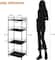 Black 4-Tier Bathroom Storage Rack Metal Shelving Unit with Wood Shelves